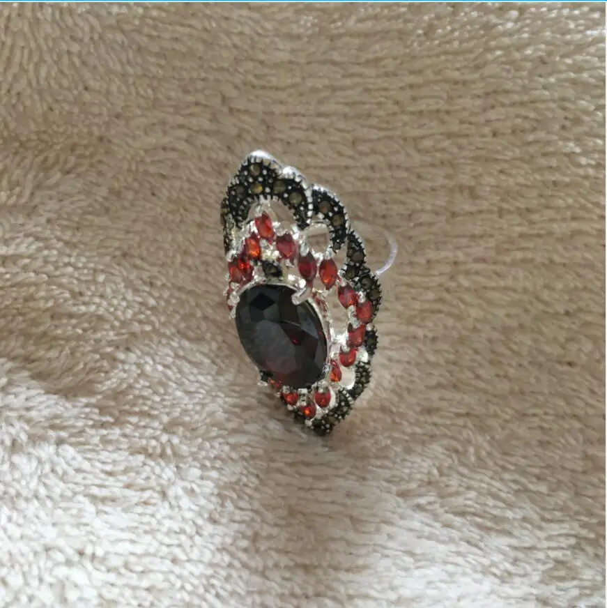 Модные украшения хорошее кольцо Pretty Art 12X24 мм стерлинговое красное с марказитом