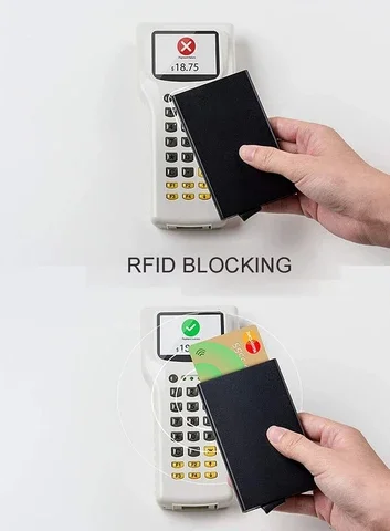 

Pop-out RFID Card Holder Aluminum Plastic Elasticity Back Pouch ID Bank-card Travel Wallet Waterproof