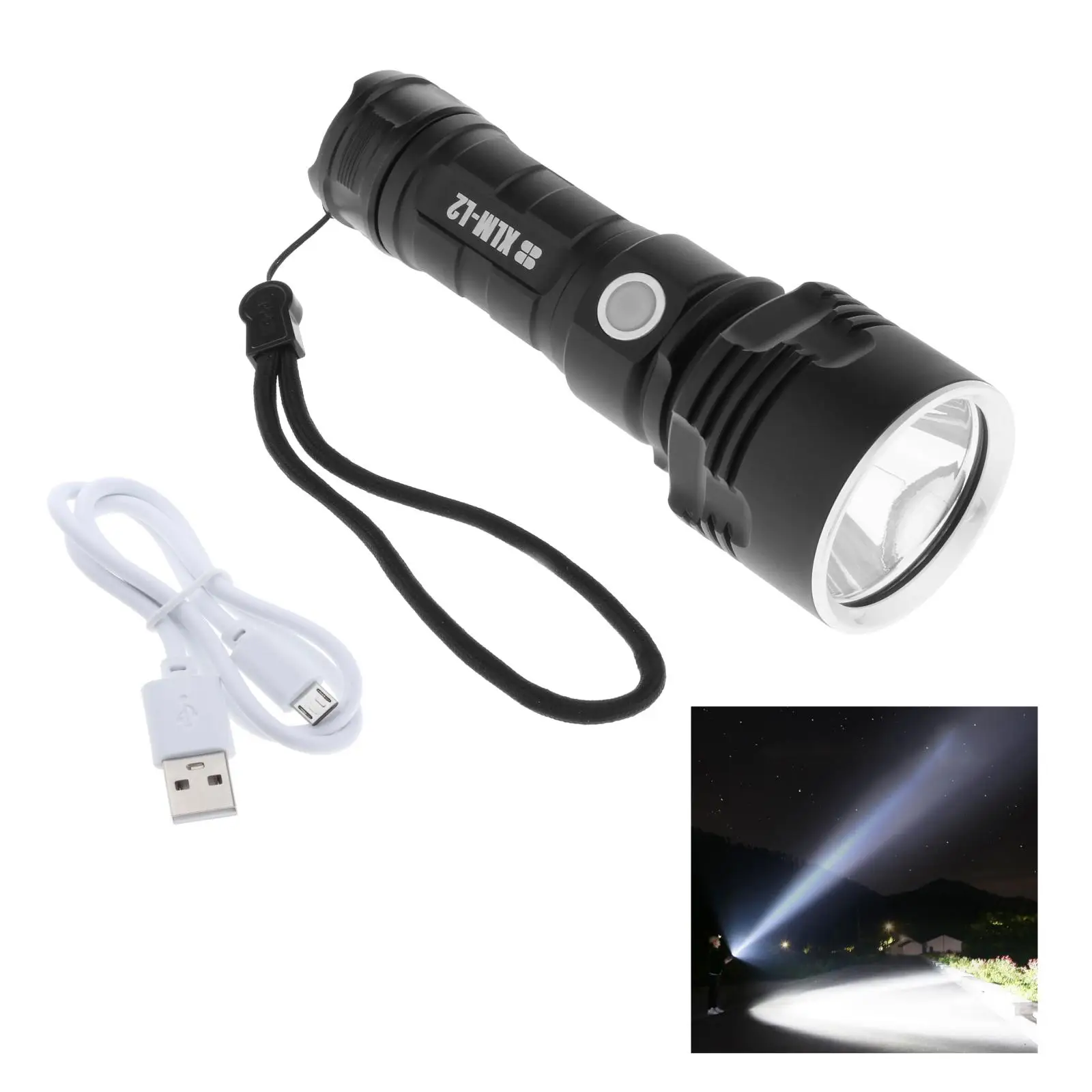 

LED USB Rechargeable Flashlight 3 Modes for Patrol Security Camping Emergency