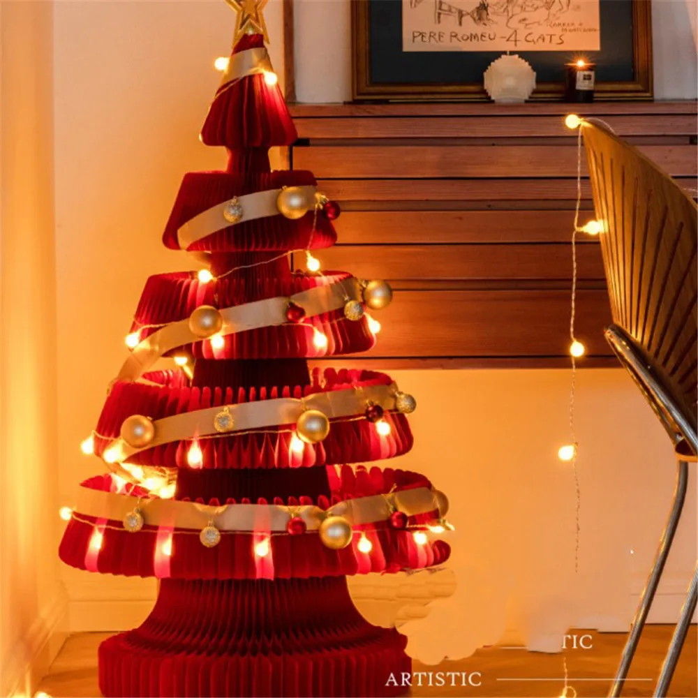 

Artificial Christmas Tree Kraft Paper Folding Christmas Tree for Home Garden Decoration Xmas Props Tree Wedding Party Ornaments