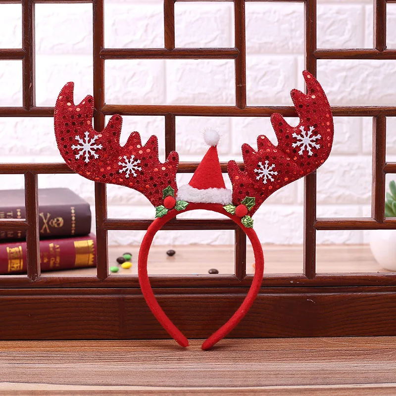 reindeer Antler Head sequins Christmas hair hoop обруч рождество accesorios navidad diademas vinchas navideñas Ободок с рогами - Цвет: see chart