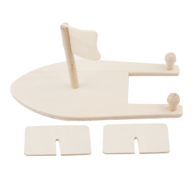 

1 Pc Creative Painted White Models Wooden Sailboats Children's Coloring DIY Boats Handmade Material Bags Kids Toys