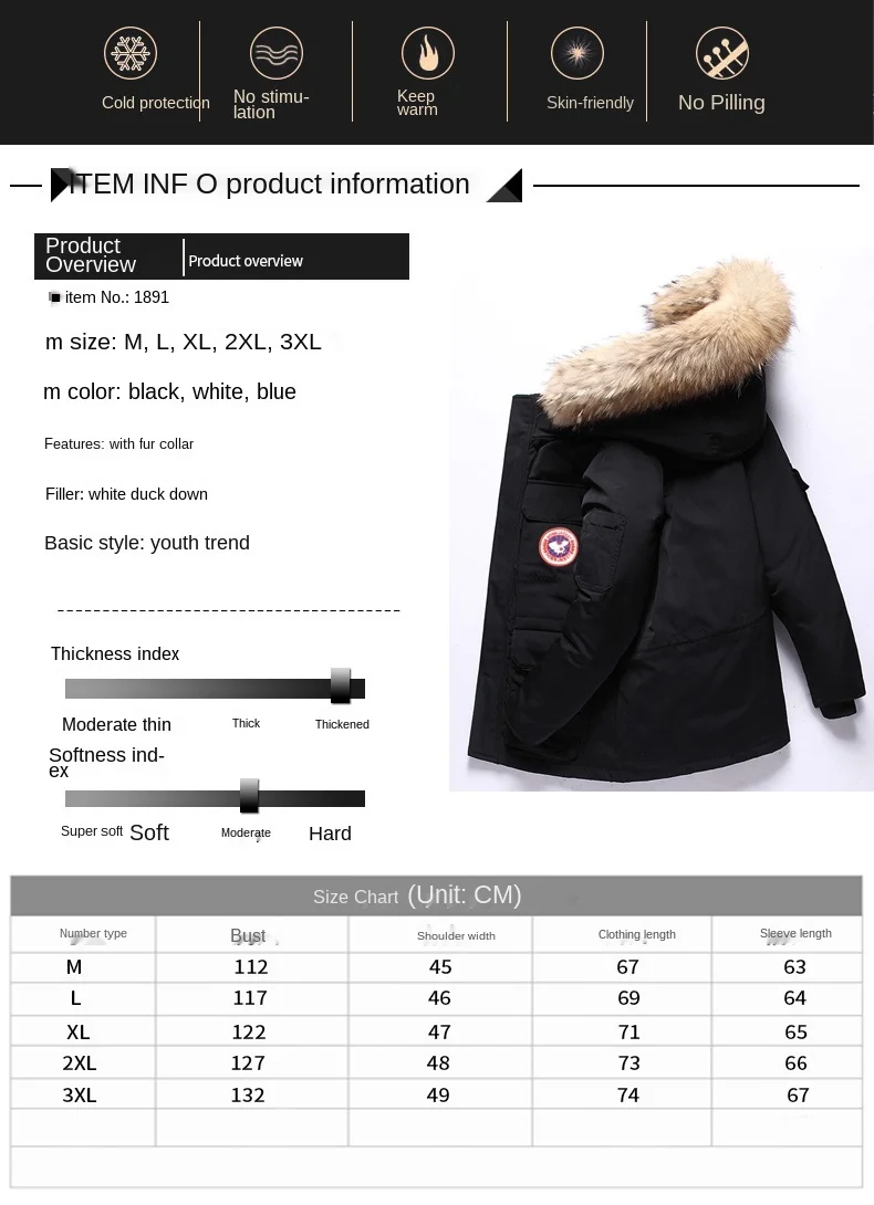 Chaqueta de invierno para fuera de temporada, ropa de trabajo al aire libre de estilo canadiense, abrigo caliente de ganso para pareja-5