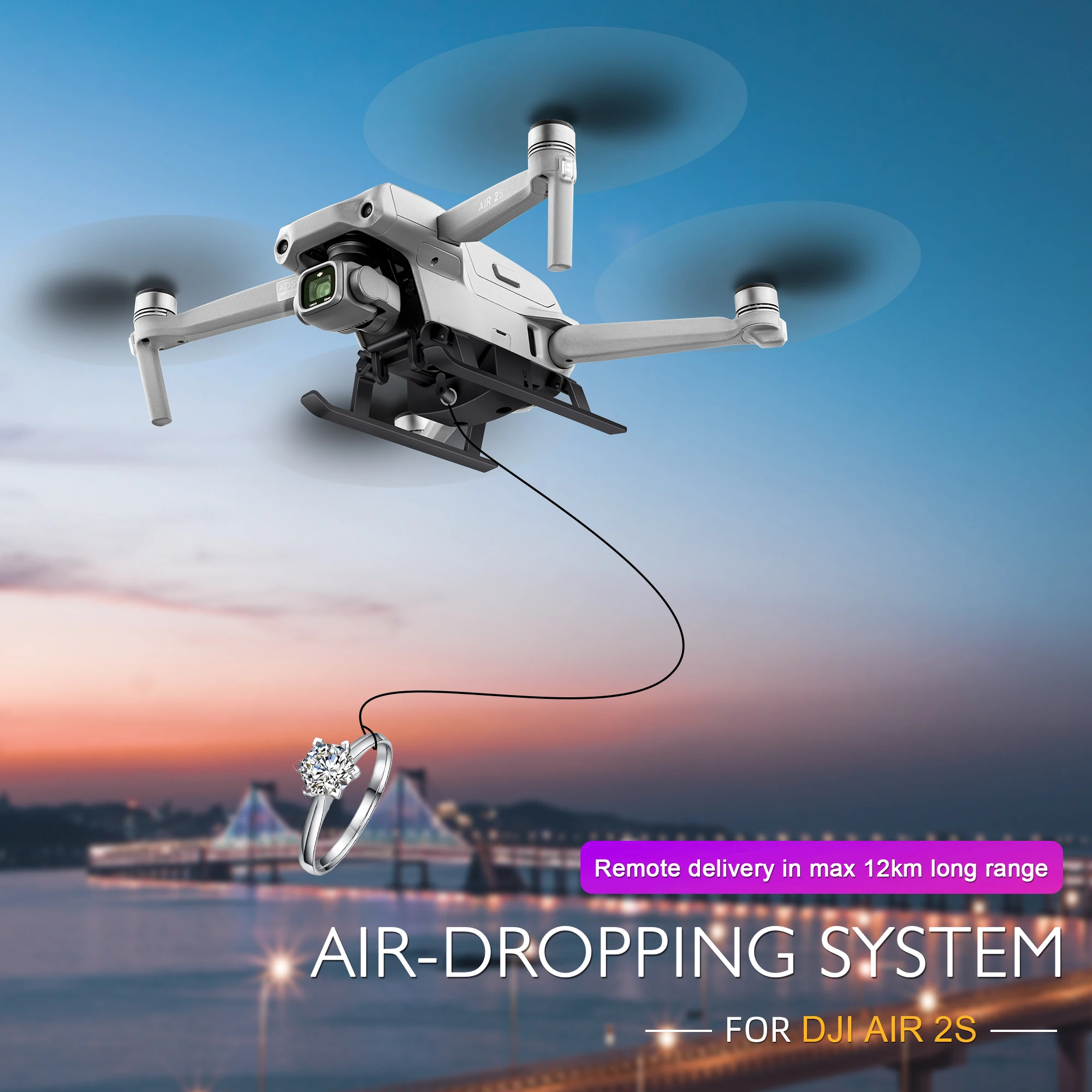 

FOR DJI Mavic Air 2/Air 2S Drone Airdrop System w Landing Gear Wedding Proposal Delivery Device Dispenser Thrower