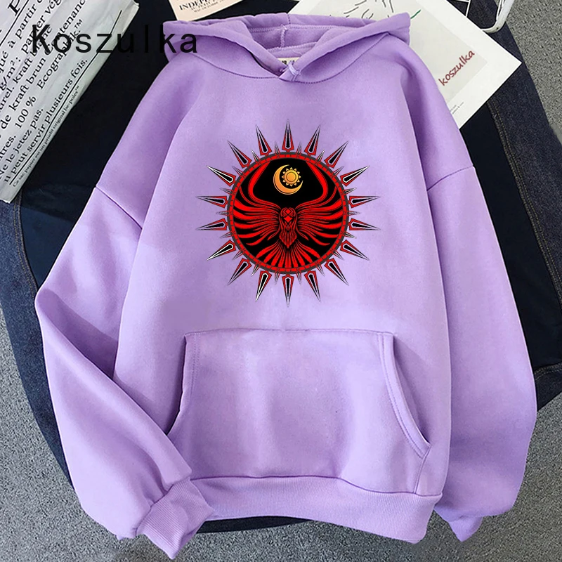

Sun and Moon Henna Hoodies for Women Hooded Simple All-match Leisure Oversize Pullovers Style Warm Loose Streetwear Sweatshirt