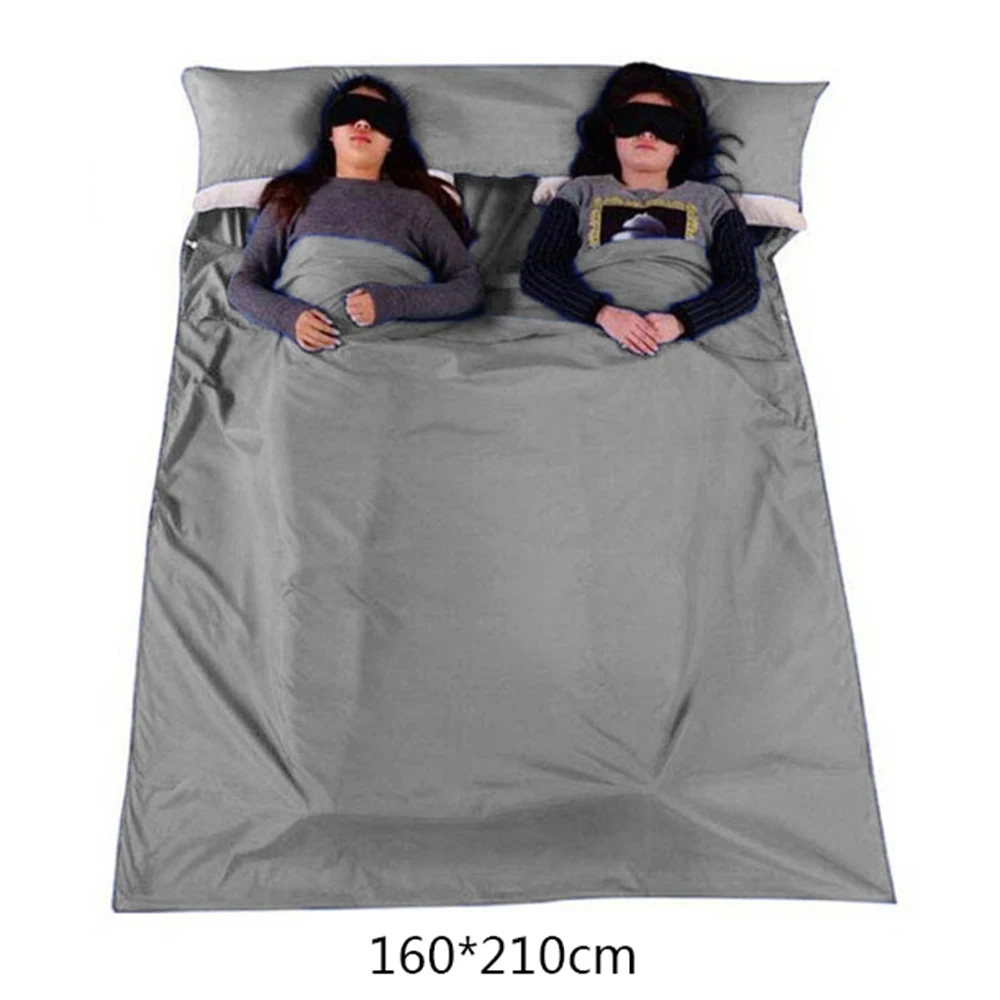 Gray 160x210cm 75/110 см x 210 см Сверхлегкий для использования на открытом воздухе, спальный мешок для кемпинга и Пеший туризм мешок вкладыш Портативный складные дорожные сумки - Цвет: Gray 160x210cm