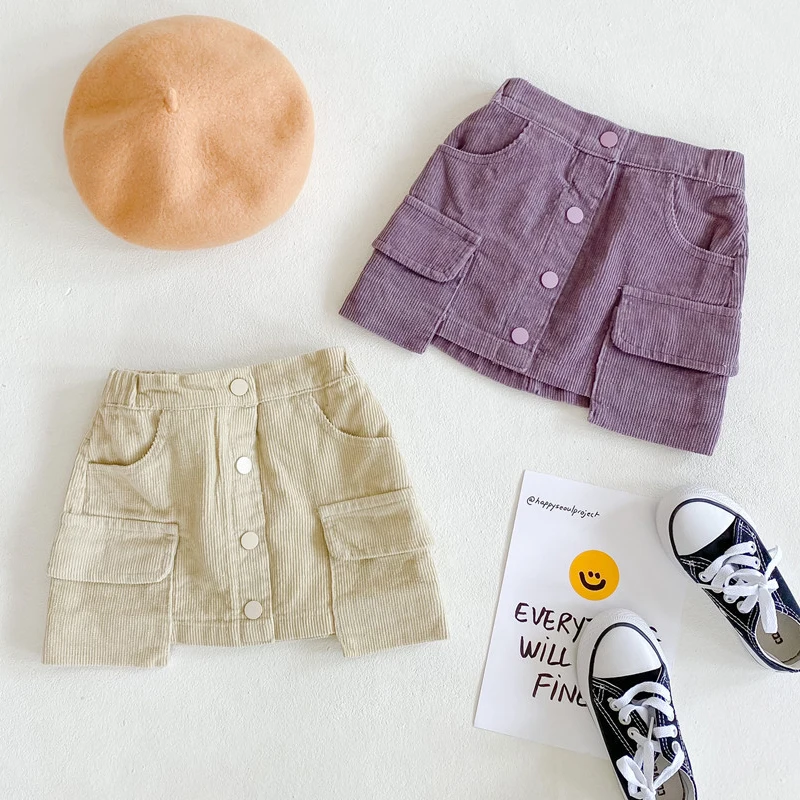 Вельветовые юбки для девочек Осенняя детская одежда джинсовая юбка пачка