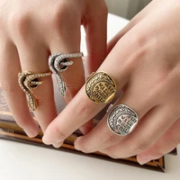 ring for women girls snake moon fashion men jewelry vintage ancient silver color punk hip hop adjustable boho ring jewelry