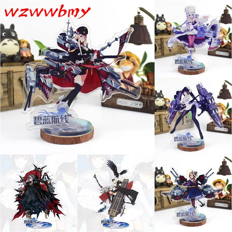 

Hot Game Azur Lane Key Chain Acrylic Figure Model Keychains Delicate Desk Decor Standing Sign Keyring Gifts For Woman Man