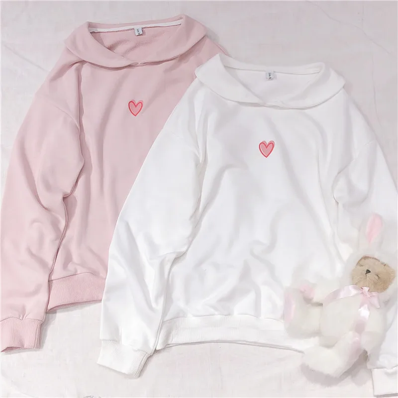 Молодая девушка японский Kawaii Mori милые девочки сердце принт кукла воротник