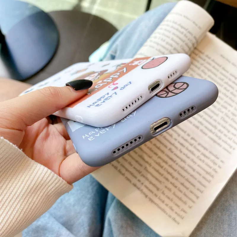 

Cartoon Couple Present Silicone Soft Phone Case For iPhone 7 8 Plus 2020 SE X XR XS Max 11 11Pro Max 12 12Pro Max Pro Mini Case