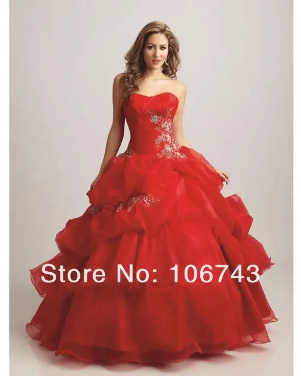 

2018 new design hot vestido de festa longo red ball bridal gown custom lace up beading appliques mother of the bride dresses