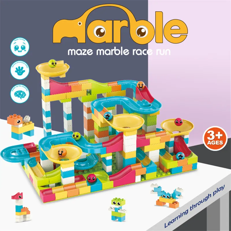 Строительные блоки DIY Сборные кирпичи мраморная гонка бег блок большой размер