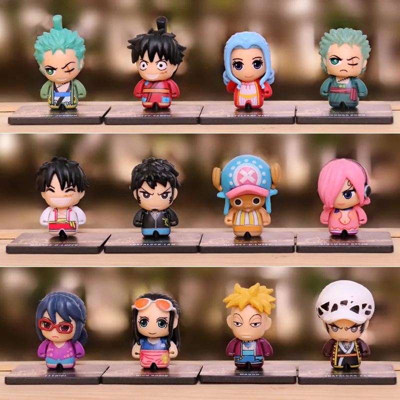 12 шт./компл. One Piece Игрушка антистресс Спиннер аниме Q версия Luffy Roronoa Zoro игрушки