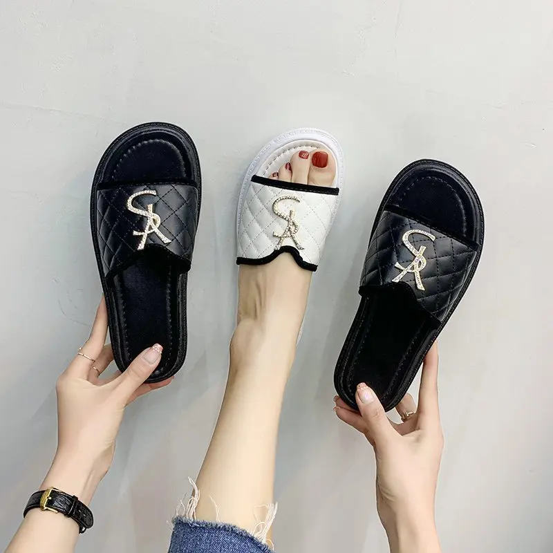 

2021 Summer Slippers Women Platform Slides Brand Flip Flops Shoes Peep Toe Femme Designers Casual Flat Outside Indoor Sandals