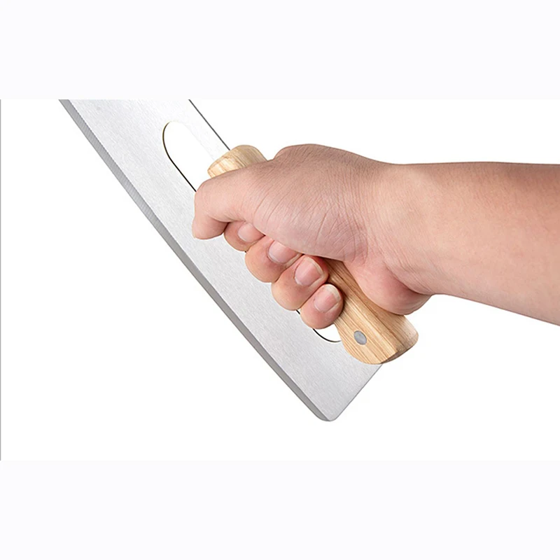 Нож для пиццы из нержавеющей стали с двойной деревянной ручкой