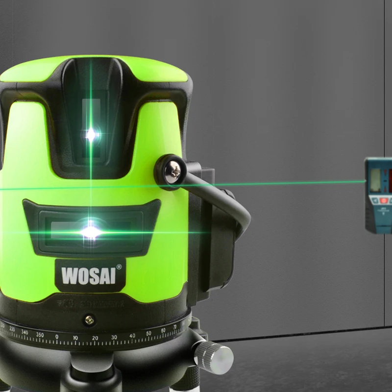 WOSAI, 5 линий, 6 точек, синий лазерный уровень, автоматический, наливной, 360, вертикальный и горизонтальный наклон и наружный режим, можно использовать с приемником