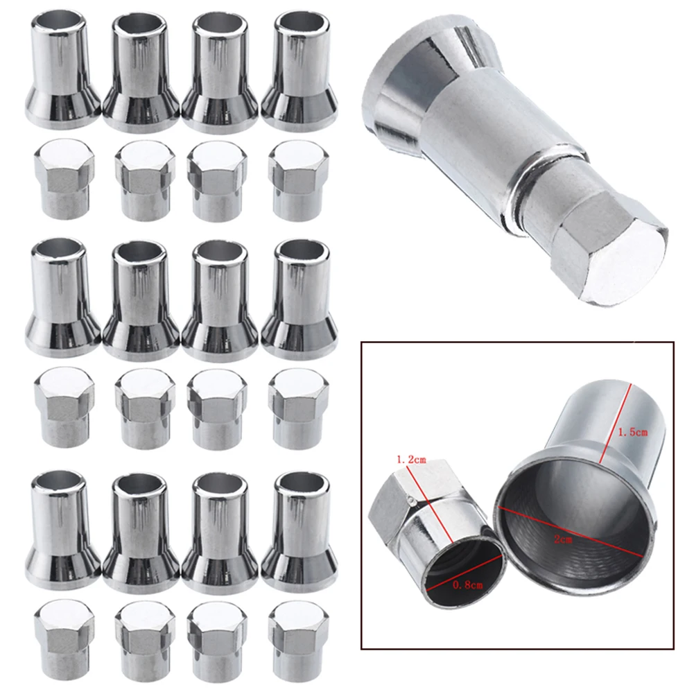 

12Pcs TR413 Chrome Car Truck Tire Wheel Tyre Valve Stem Hex Caps with Sleeve Covers Car Tire Wheel Accessories