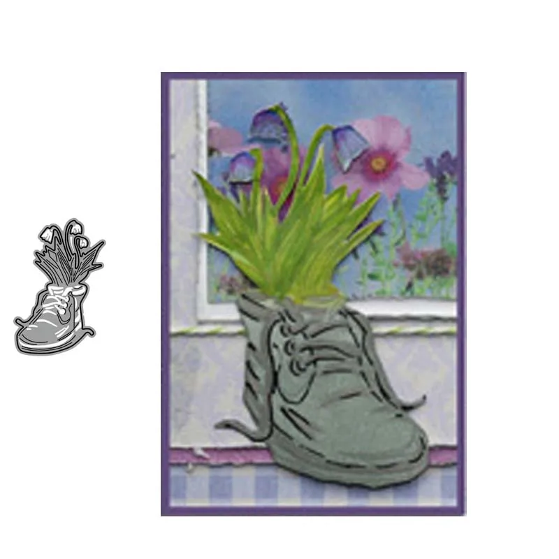 

JC Flowers Grass in Shoes Metal Cutting Dies Scrapbooking Die Cut Card Make Stencil Craft Mold Decor Template 2020 New Design