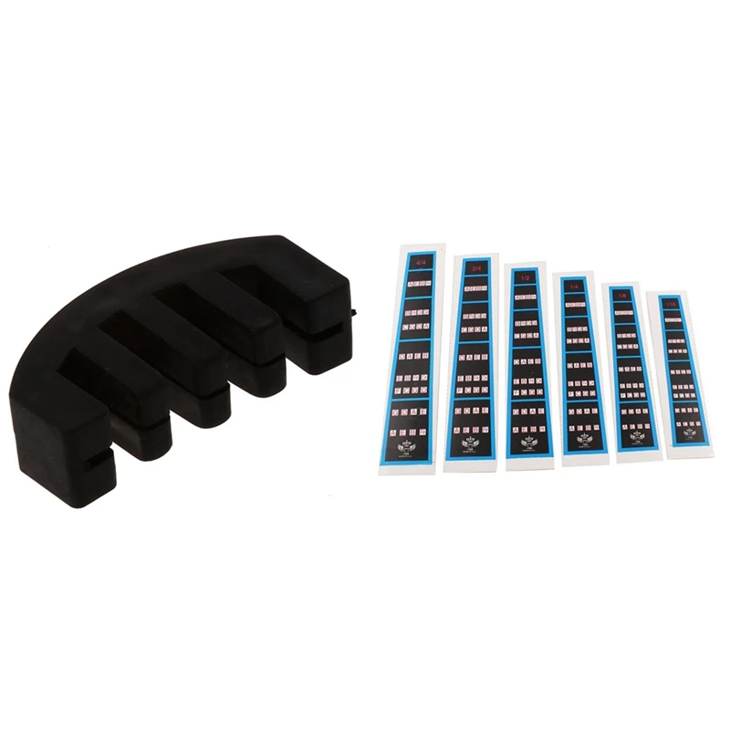 

1Pcs Violin Practice Rubber Violin Mute Electric & 6Pcs Violin Practice Fingerboard Sticker Fret Finger Marker Chart