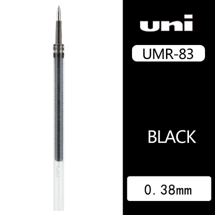 Черный 0,38 мм 12 шт./лот Япония Uni гелевые заправки UMR-83(костюм для UMN-138) черный/синий/красный/темно-синий Пишущие принадлежности - Цвет: Черный