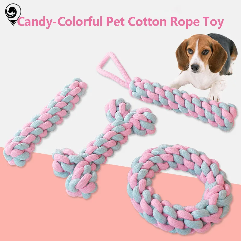 

Dog Toy Pet Toys Dog Supplies Powder Blue Cotton Rope Knot Toys Combination Bite Molar Interaction Puppy Chew Toy Teething Toys