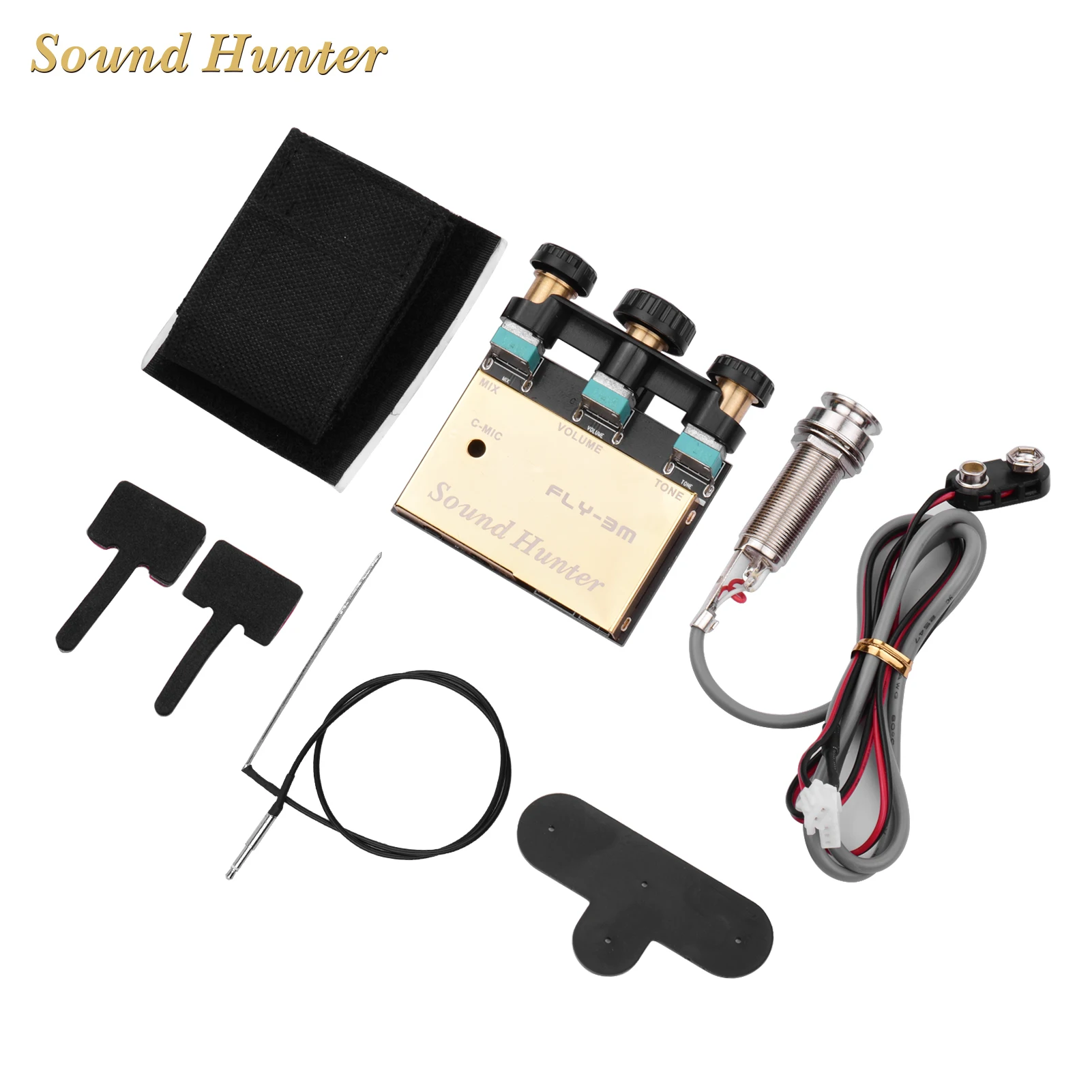 Sound Hunter Guitar Pickup Acoustic Guitar Onboard Active Piezo Pick Up EQ Equalizer Dual Source Preamp System with Mic Volume images - 6