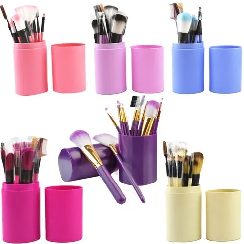 Баррель путешествия кисти для макияжа 12 шт./компл. инструменты 7 цветов тени век