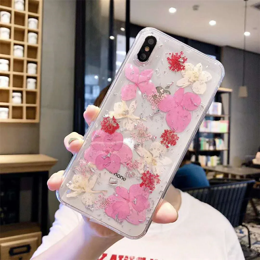 Настоящий прессованный чехол для телефона с сушеными цветами iPhone 6 6s 7 8 Plus X XS Max XR