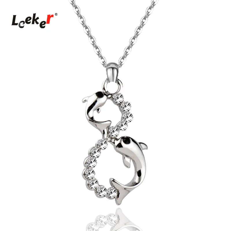 LEEKER сверкающий фианит кулон ожерелье цепочка для женщин Круглый Круг ювелирные