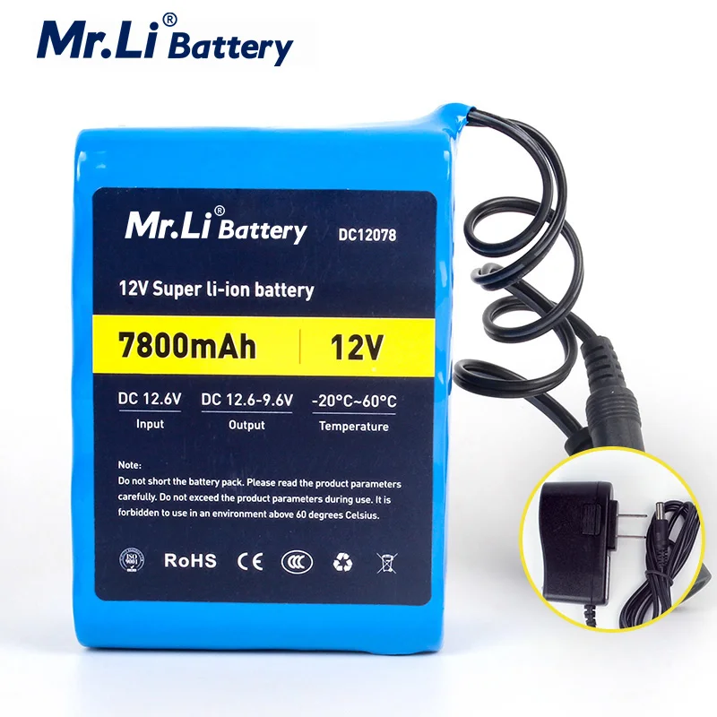 Mr.Li Ion аккумулятор 12V Батарея 18650 Перезаряжаемые 7800 мА/ч комплект литий ионный