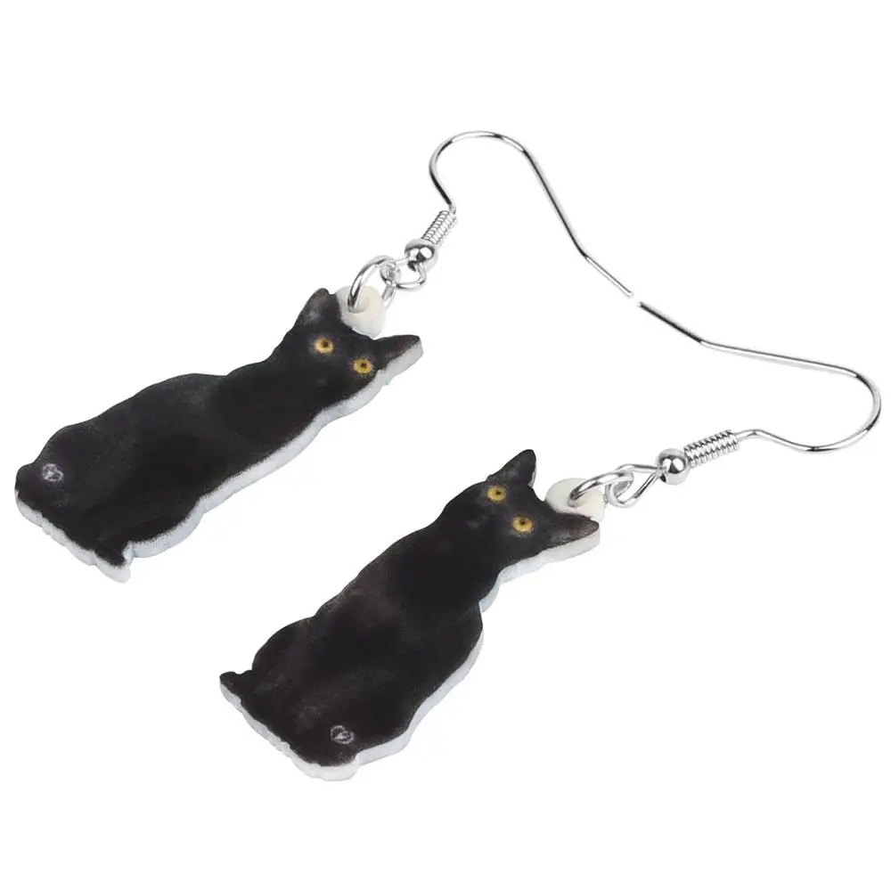 WEVENI акриловые черные серьги-подвески в форме кошки длинные милые котенки