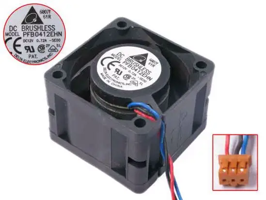Delta Electronics PFB0412EHN SE00 DC 12V 0.72A 40x40x28 мм 3-Провода Сервер вентилятор охлаждения |