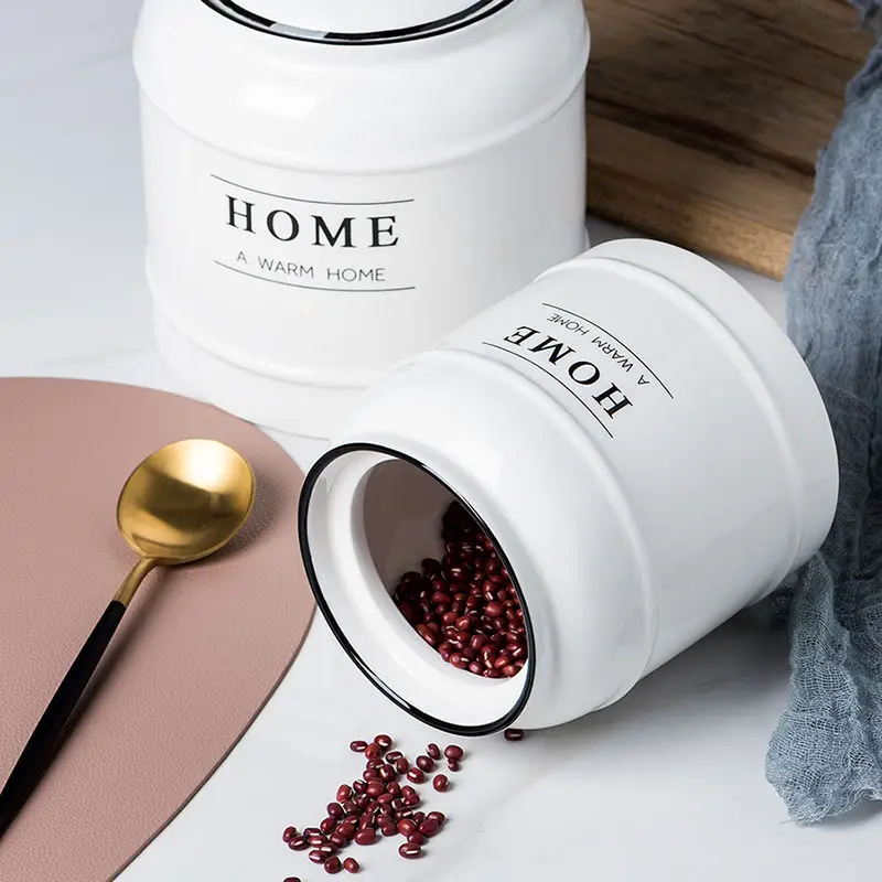 

Household Kitchen Large-capacity Ceramic Storage Tea Cans Milk Powder Coffee Sealed Cans Snack Cans with Lids