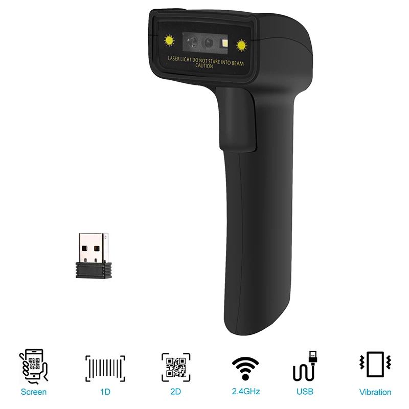 

1D 2D Wireless Bar Code Scanner USB Wired Connections,16MB Storage Space,30-100 Meters Transmission Distance