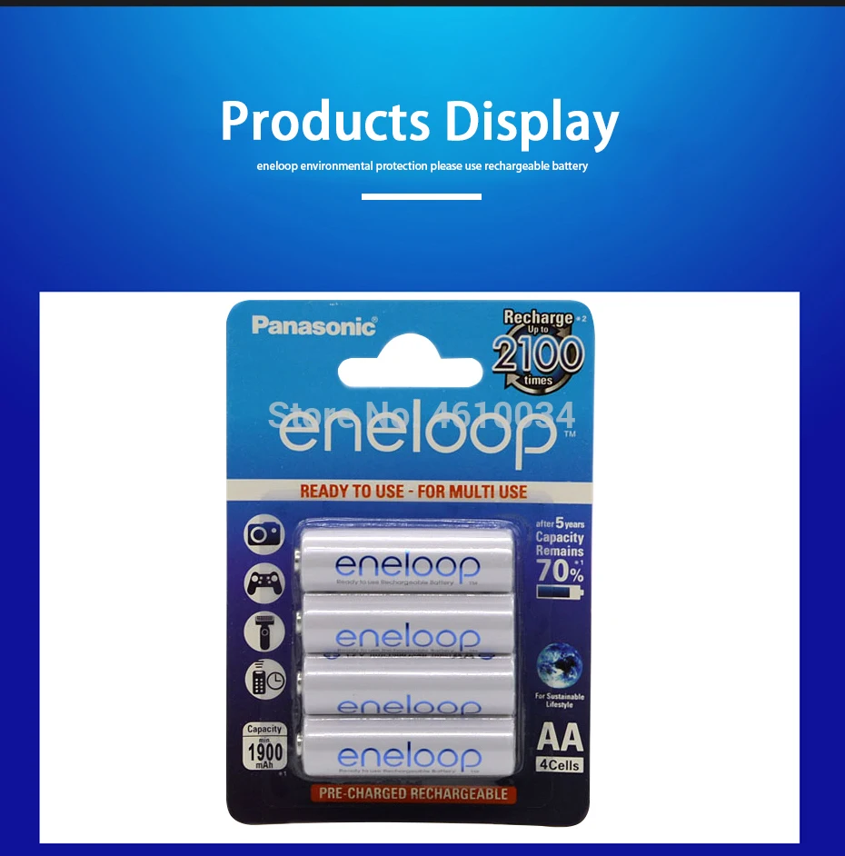 

12pcs Panasonic Eneloop Original Rechargeable Batteries AA 1900mAh 1.2V NI-MH Camera Flashlight Toy Pre-Charged