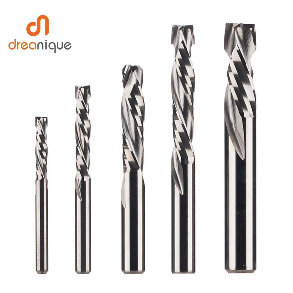 

milling cutter woodwork UP & DOWN Cut 2 Flutes Spiral Carbide Milling Tool, CNC Router, Compression Wood End Mill Cutter Bits