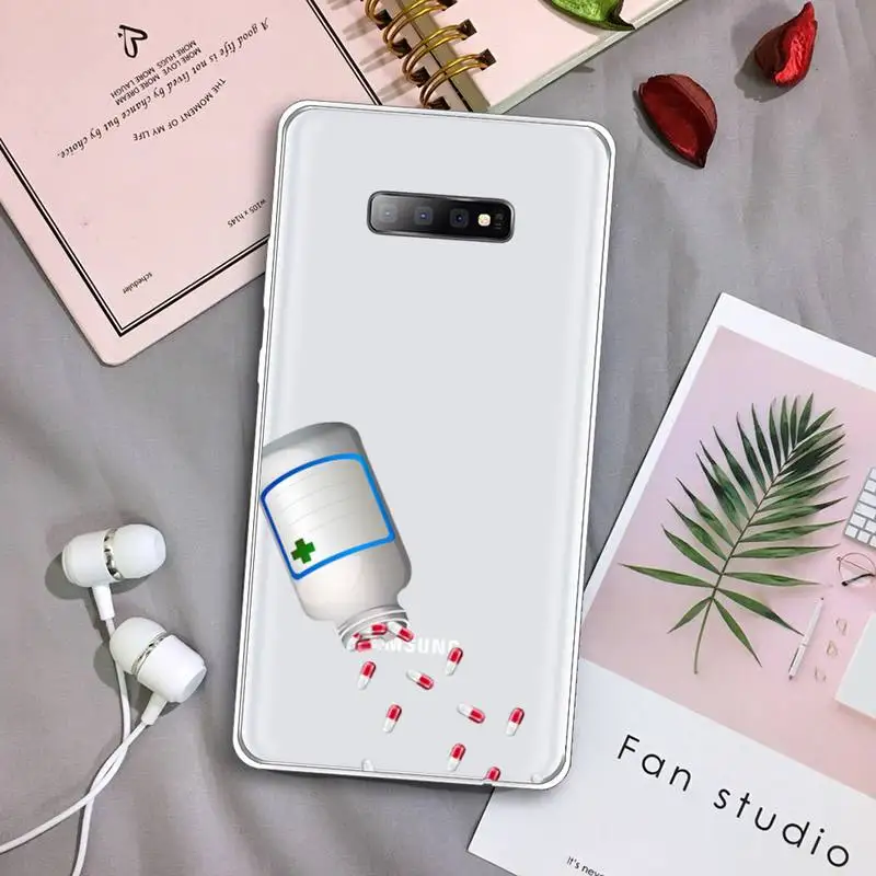 

Medical drug Pill Capsule Phone Case Transparent For Samsung Galaxy A 71 21s S note 8 9 10 plus 20 ultra high quality capa