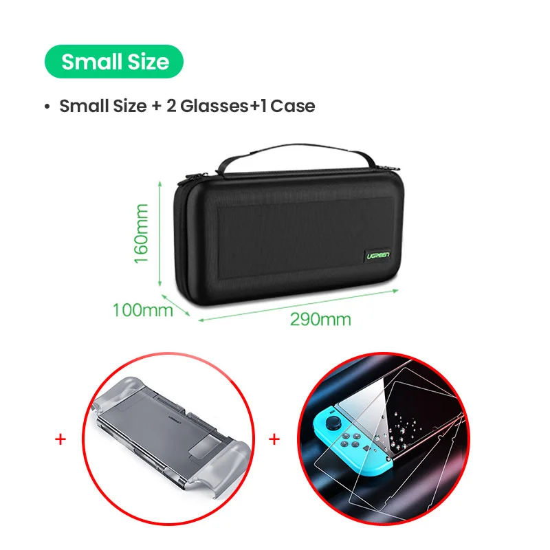 Ugreen сумка для хранения для kingd Switch Lite nintendo s Чехол для консоли Switch прочный Чехол Nitendo для NS nintendo Switch аксессуары - Цвет: Small -2Glass -1Case