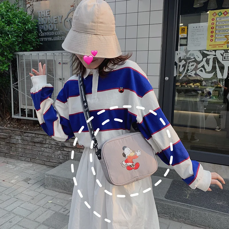 

Disney cartoon Mickey Mouse fashion boys and girls shoulder messenger canvas bag ladies storage makeup mobile phone coin bag