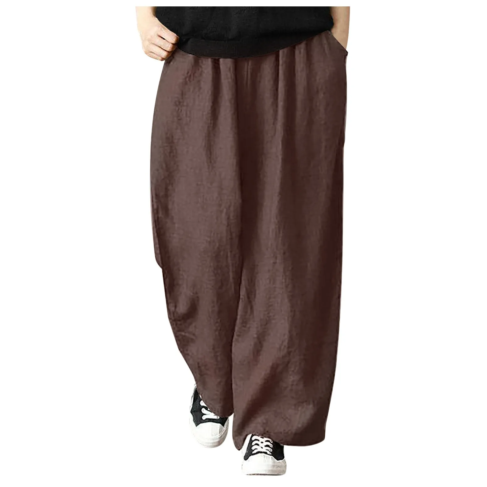 

Daily Women's Pants Cotton Linen Wide Leg Pant Summer Loose Casual Straight Bloomers Simple High Quality Comfy Pant Dropshipping