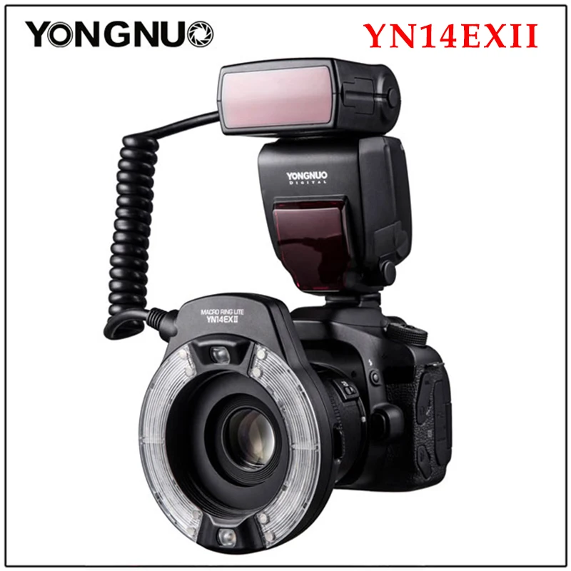 

Yongnuo YN14EX II YN14EX TTL LED Macro Ring Flash Light Double Lamp Macro Flash for Canon 5D4 1DX2 5Dsr 750D 6d2 DSLR Camera