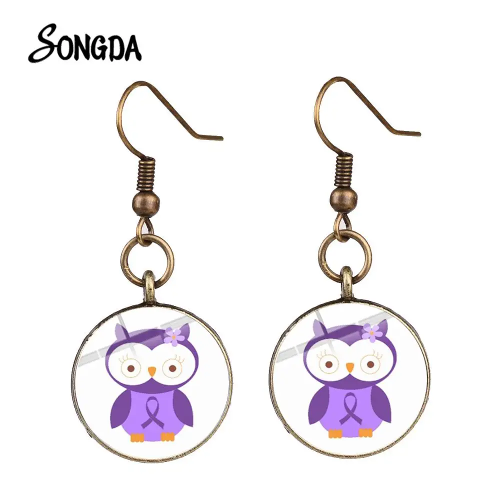 Серьги с изображением фибромилгии Я часть лечения висячие серьги совы бабочки