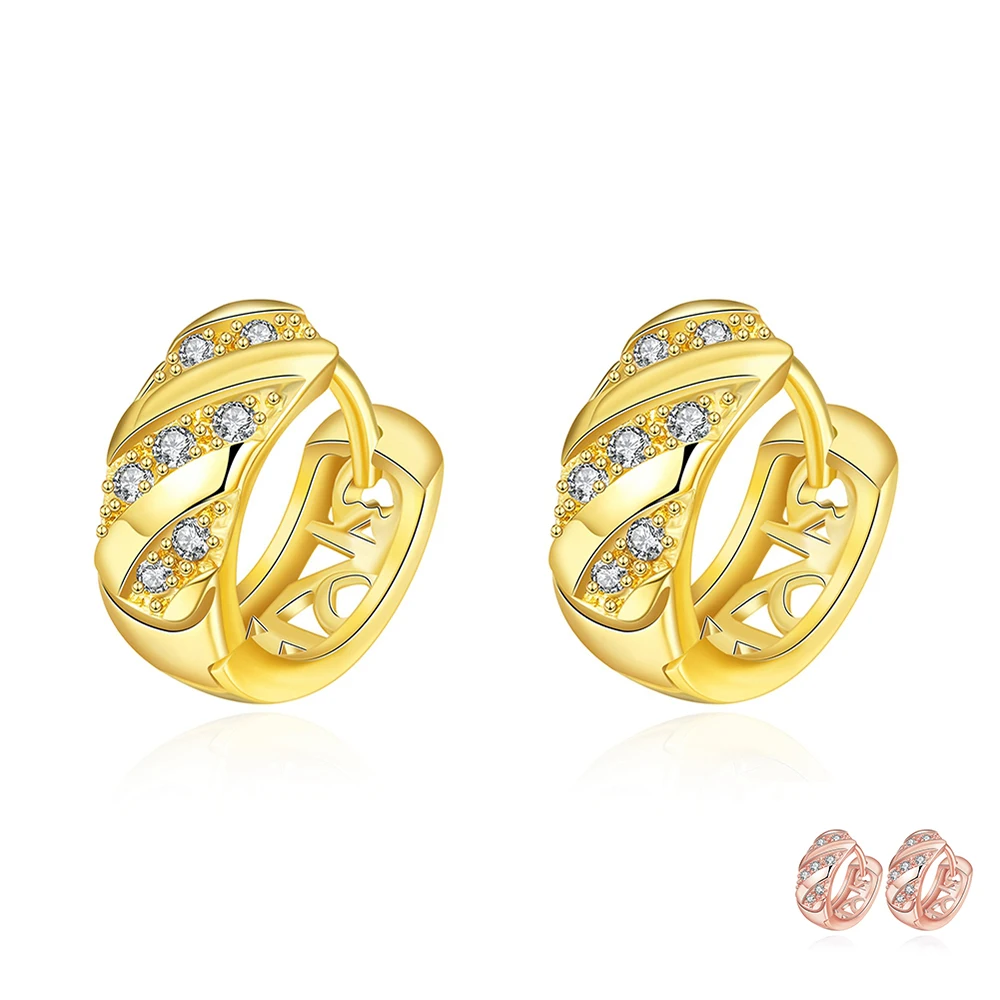 

ZEMIOR Hollow Out Luxurious Hoop Earrings For Women Gold Color Clear Cubic Zirconia Earring Anniversary Female Fashion Jewelry