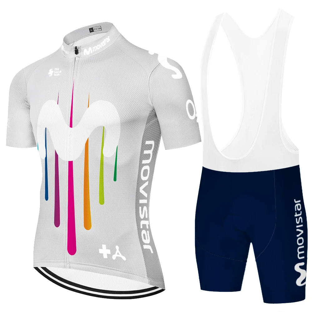Комплект мужских велосипедных Джерси Movistar Мужская одежда мужской костюм из для