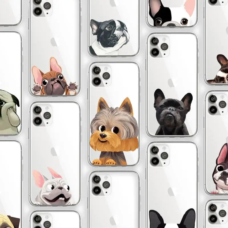 Чехол для телефона с изображением французского бульдога прозрачный мягкий чехол