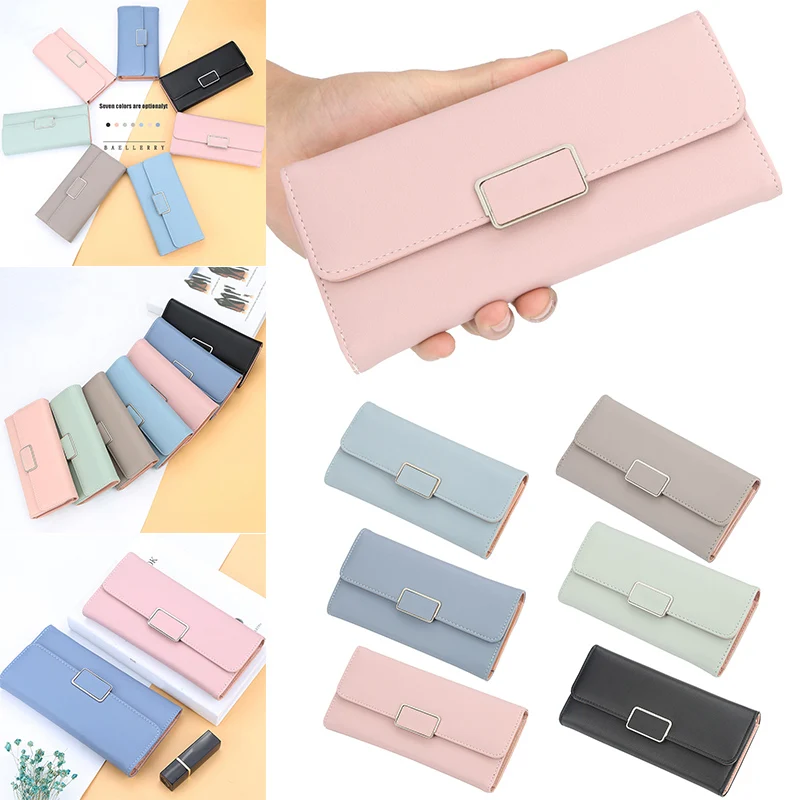 2019 Модный женский тройной Длинный кошелек из искусственной кожи держатель для