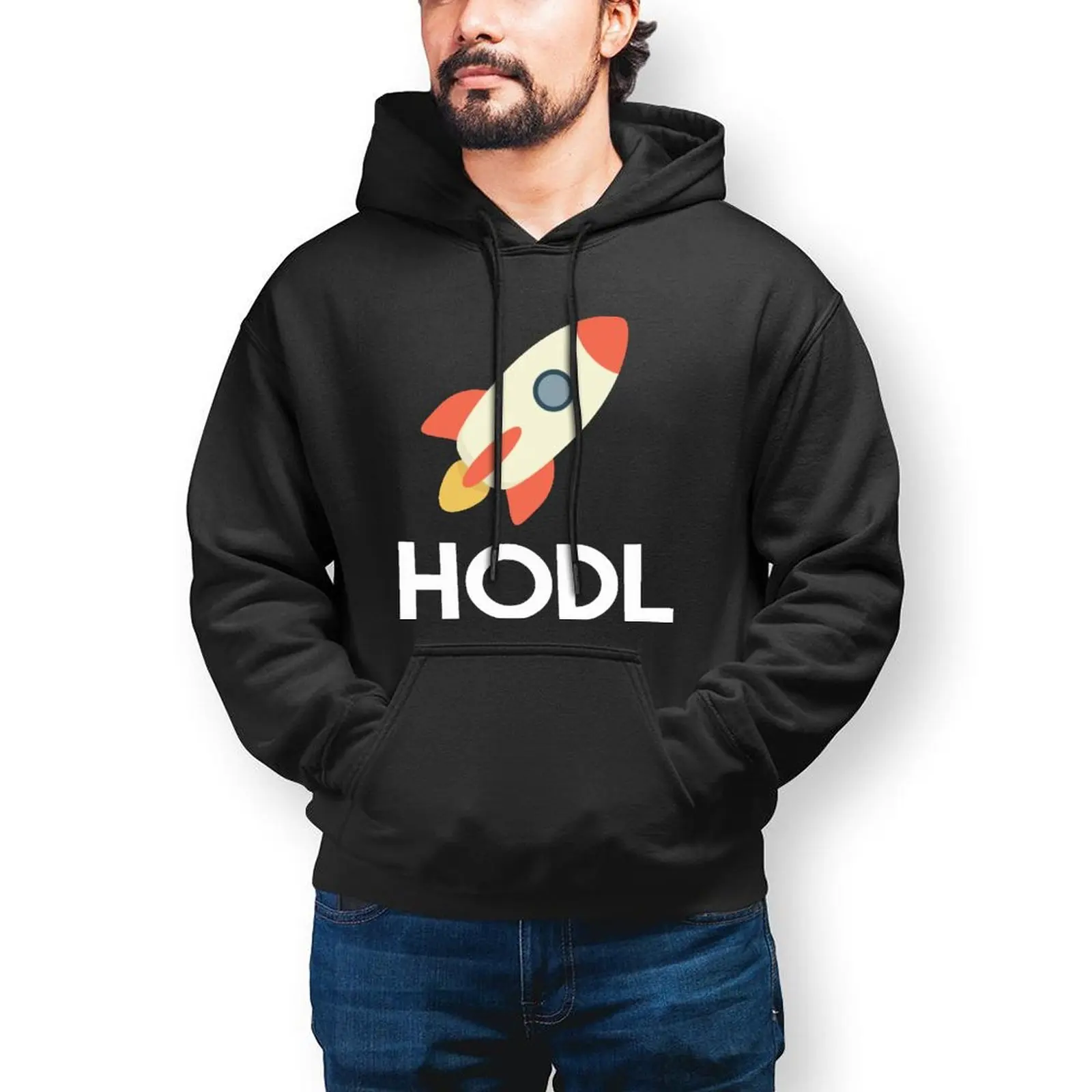 

Худи Hodl to The Moon Bitcoin, популярные хлопковые Толстовки большого размера BTC, мужской теплый Свободный пуловер, толстовка