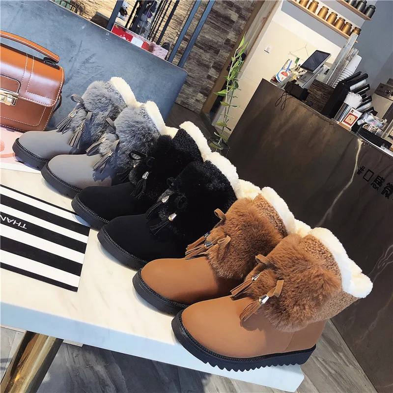 

Женские зимние ботинки, модные осенне-зимние новые универсальные хлопковые сапоги, женские короткие ботинки с бархатной подкладкой, удобны...