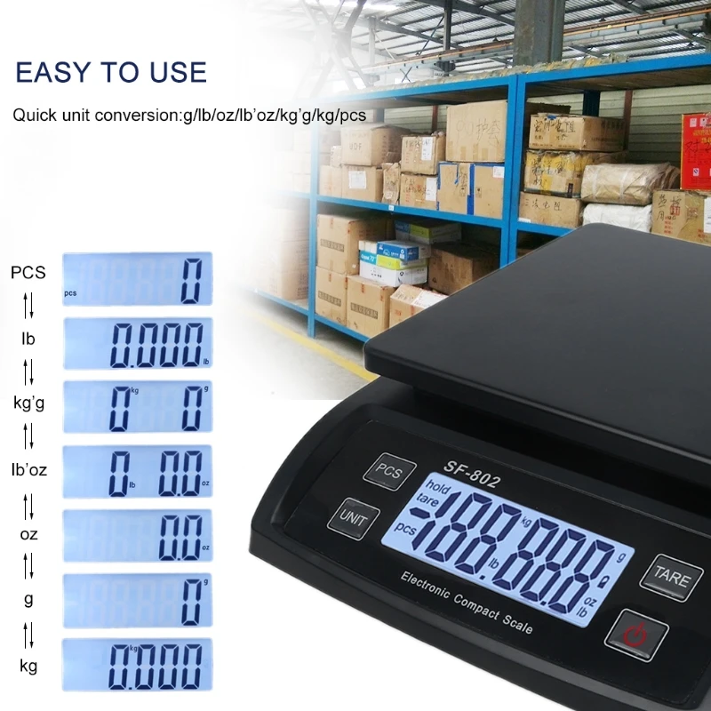 

Digital Postage Scale 6 Units Shipping Scale 66lb / 0.1oz Postal Weight Scale with Hold and Tare Function Mail C7AC